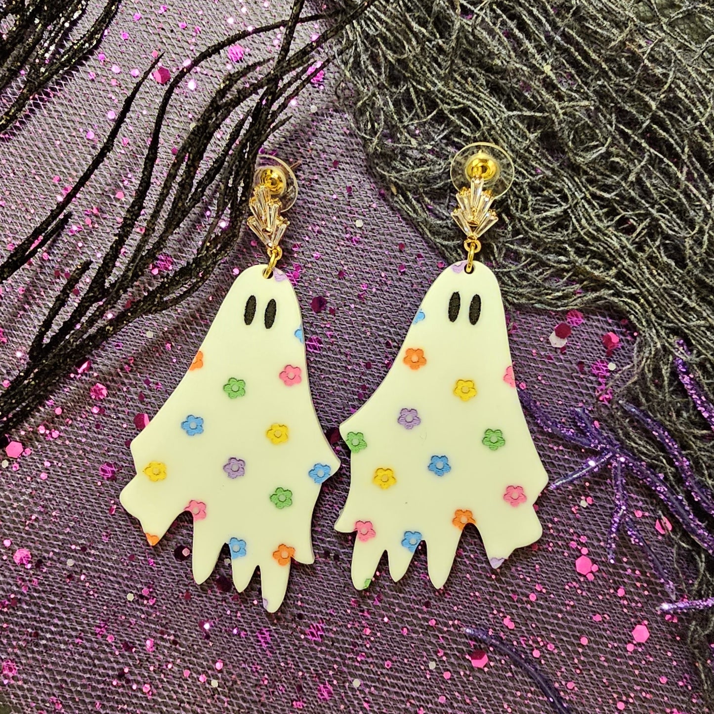 White Bedsheet Ghost Earrings